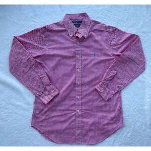 Ralph Lauren Button‎ Down Mens M Classic Fit Gingham Red White Lightweight